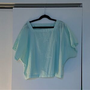 Vintage Square Neck Teal Blouse